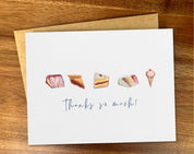 Watercolor desserts thank you note, Wedding birthday thanks