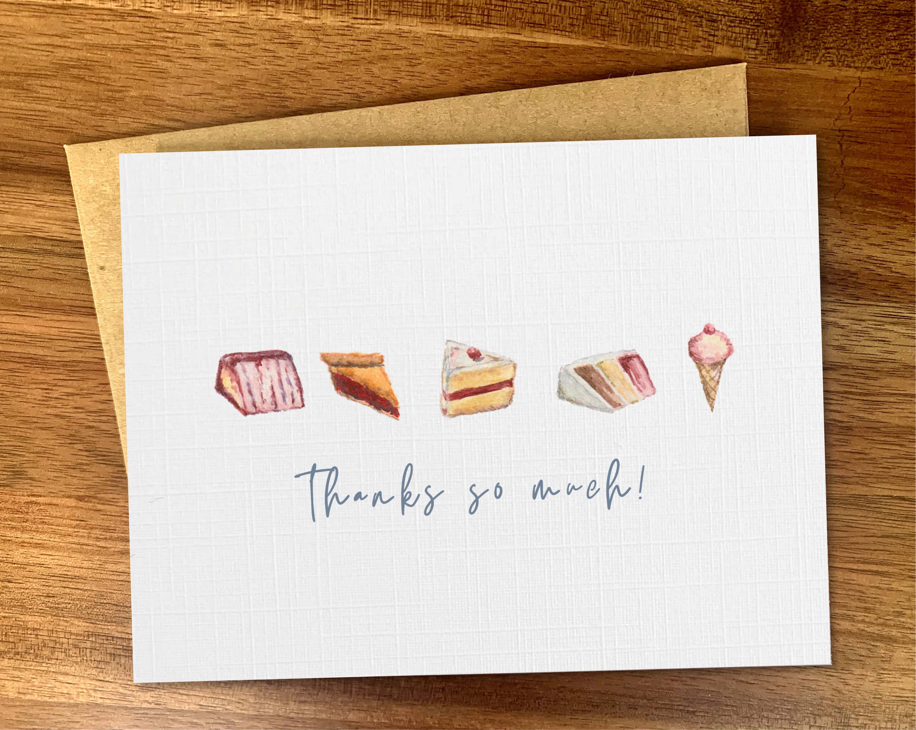 Watercolor desserts thank you note, Wedding birthday thanks
