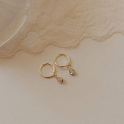 April Raindrop Dangle Hoops: Gold