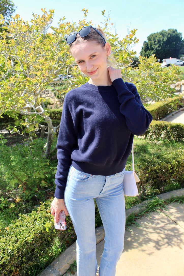 Luxe Cotton Sweater - Ocean Blue