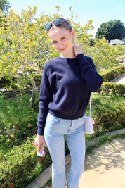 Luxe Cotton Sweater - Ocean Blue