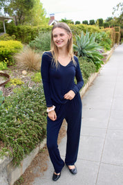 Softest V-neck Long Sleeve Tee - Ocean Blue