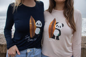 Softest Long Sleeve Tee - Surf Panda - Ocean Blue