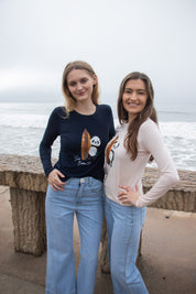 Softest Long Sleeve Tee - Surf Panda - Ocean Blue