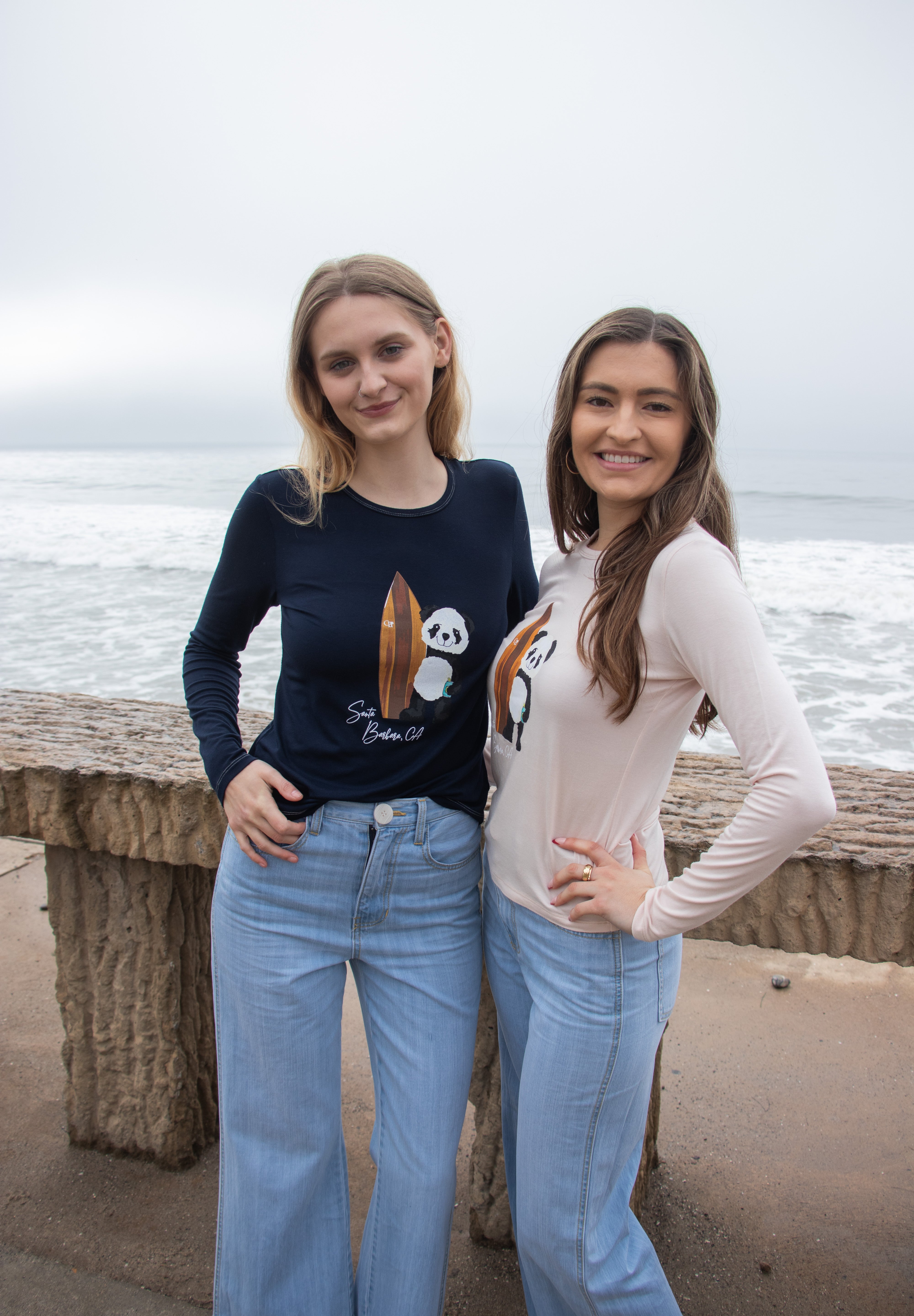 Softest Long Sleeve Tee - Surf Panda - Ocean Blue