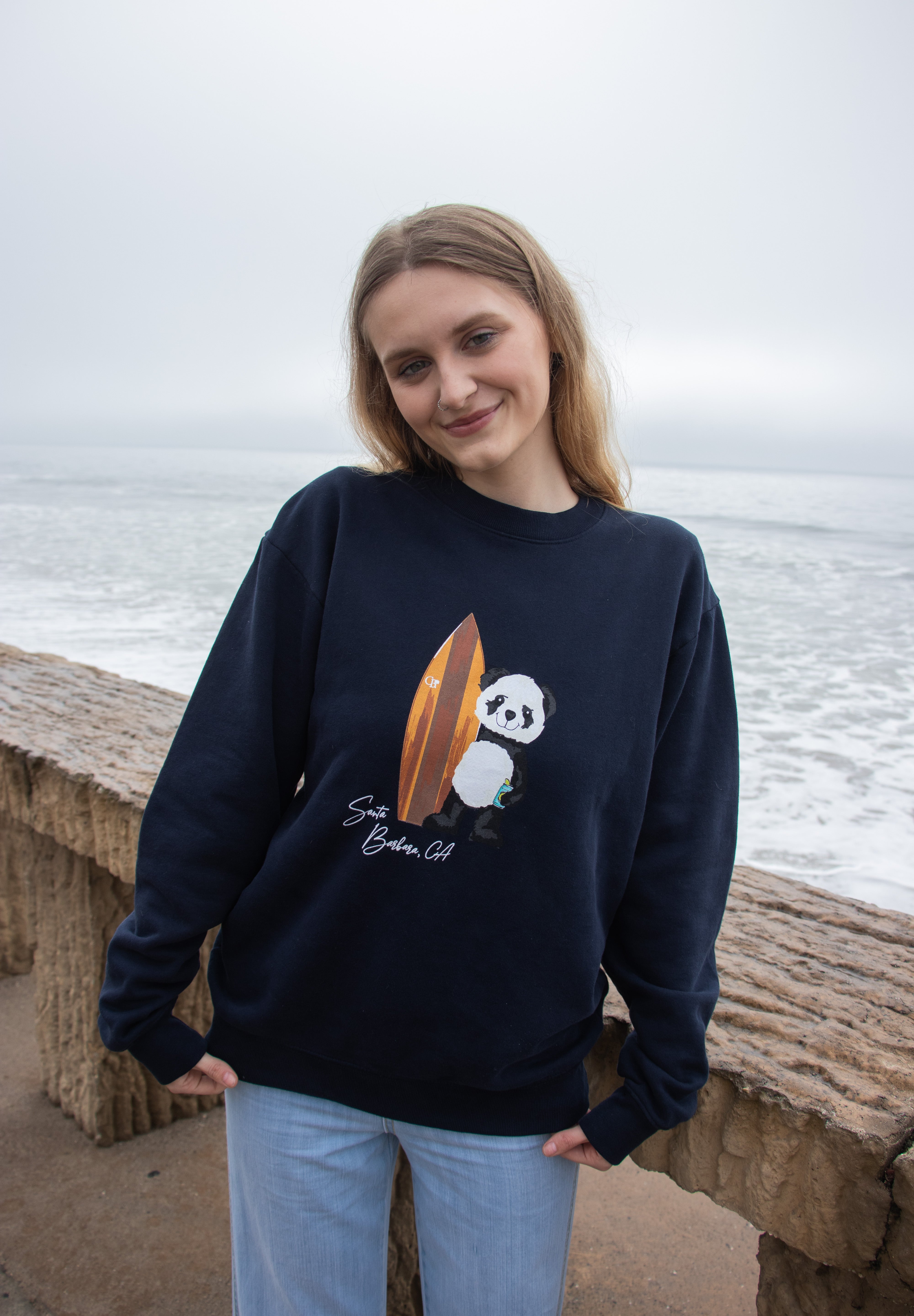 Crewneck- Surf Panda - Ocean Blue