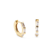 Clear CZ Baguette Huggie Hoops in Gold - Earrings
