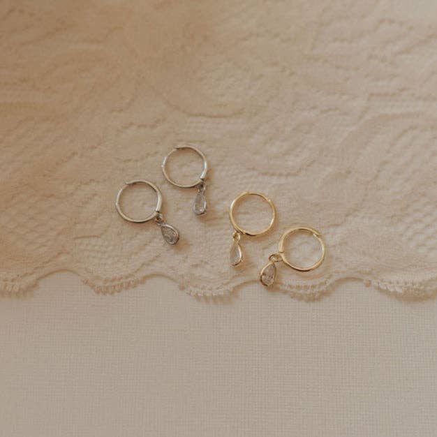 April Raindrop Dangle Hoops: Gold