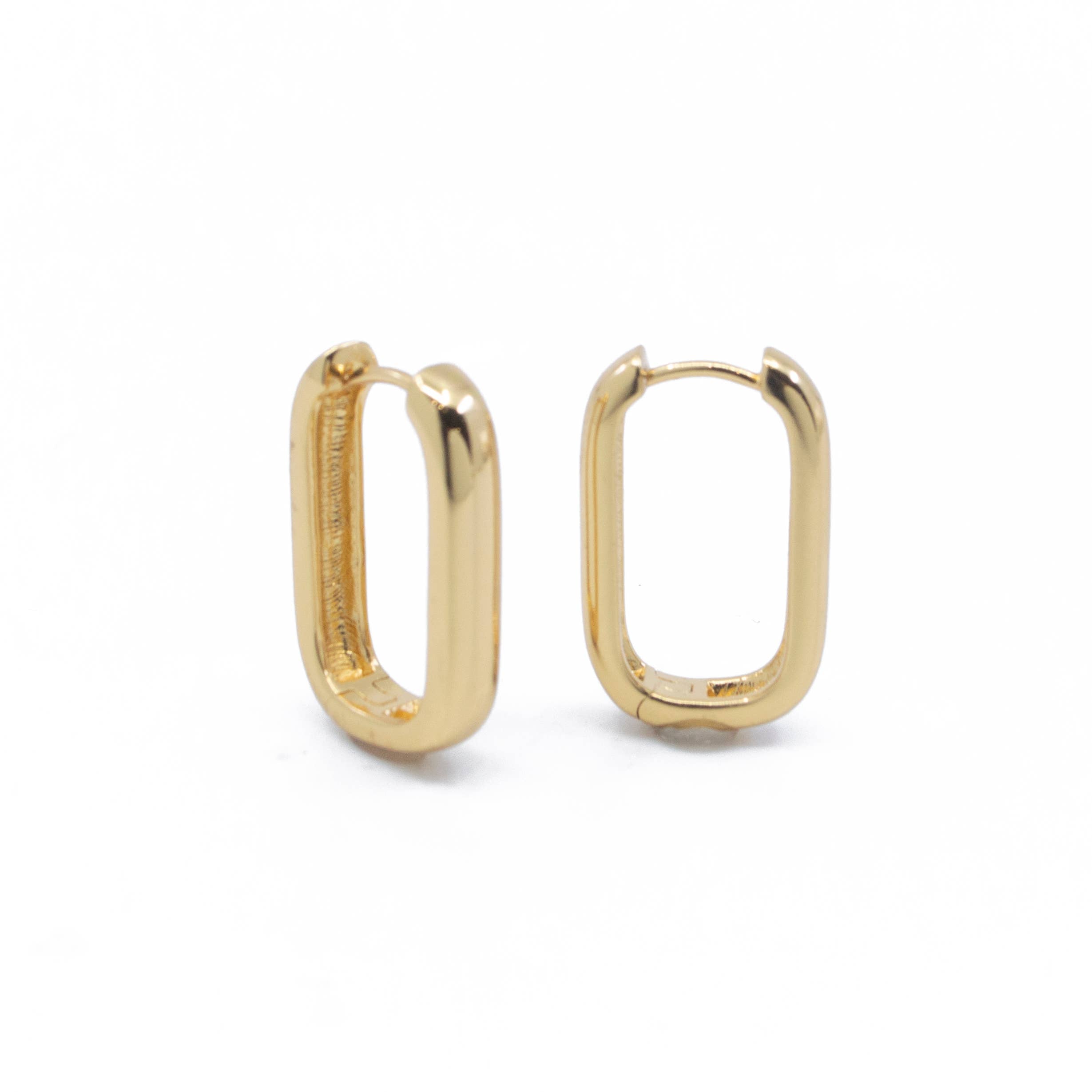 Elongated Hoop Earrings in Gold