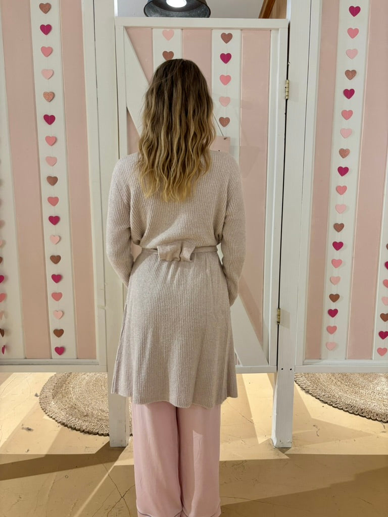 CCL Ribbed Robe - Faded Rose/Pearl