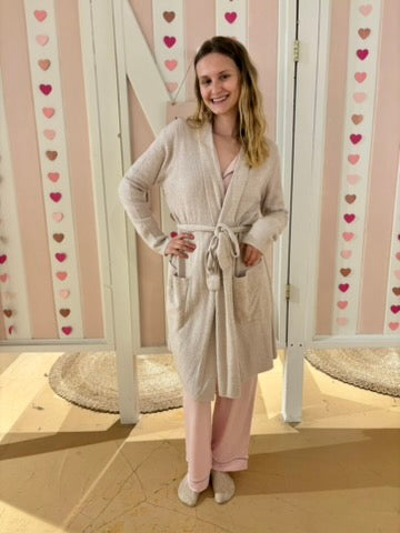 CCL Ribbed Robe - Faded Rose/Pearl