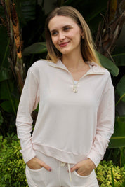 Soft Fleece Quarter Zip - Pink Rose