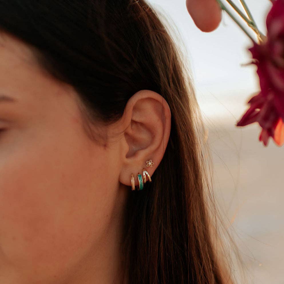 AZ Turquoise Hoops: Gold