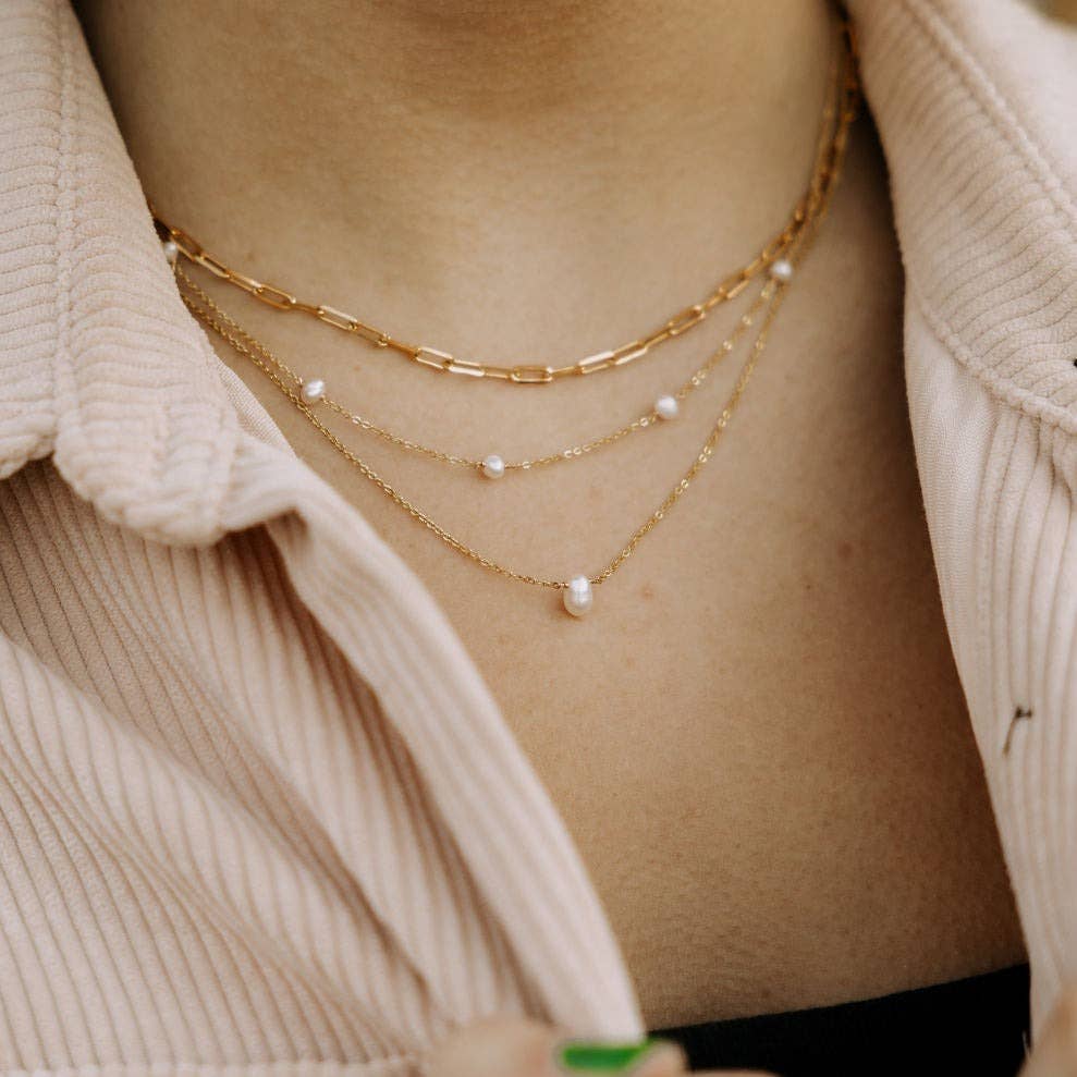 Malibu Pearl Necklace: Gold Filled