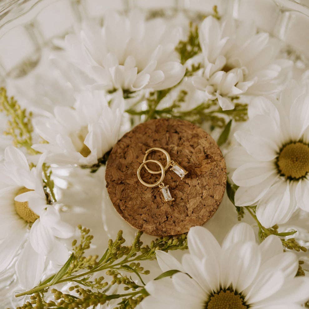 Sophie Baguette Diamond Dangle Hoops: Gold