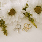 Sophie Baguette Diamond Dangle Hoops: Gold