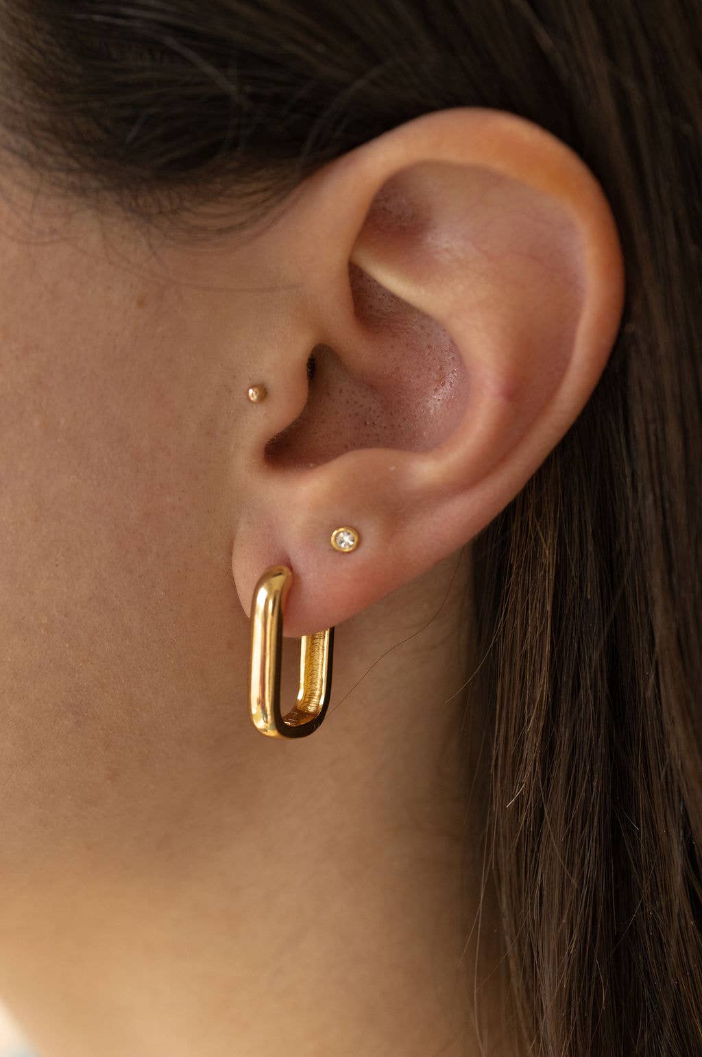 Elongated Hoop Earrings in Gold
