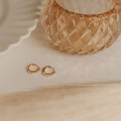 Grace Pearl Hoops: Gold