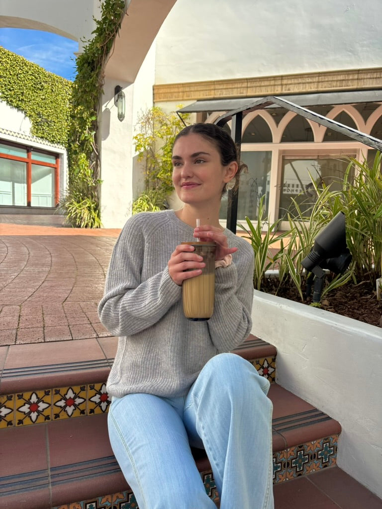 Cashmere Rib Pullover - Heather Grey