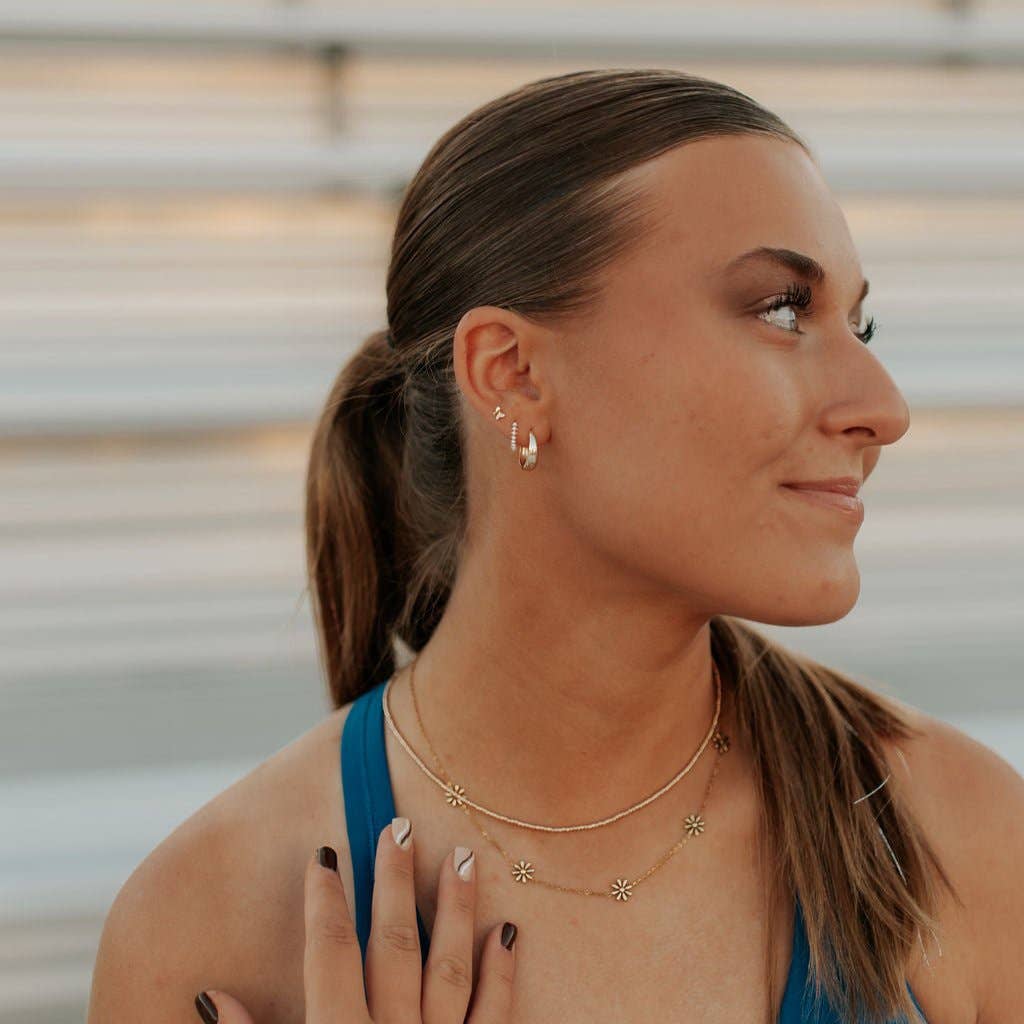 Grace Pearl Hoops: Gold