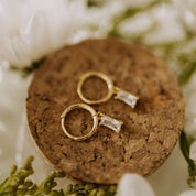 Sophie Baguette Diamond Dangle Hoops: Gold