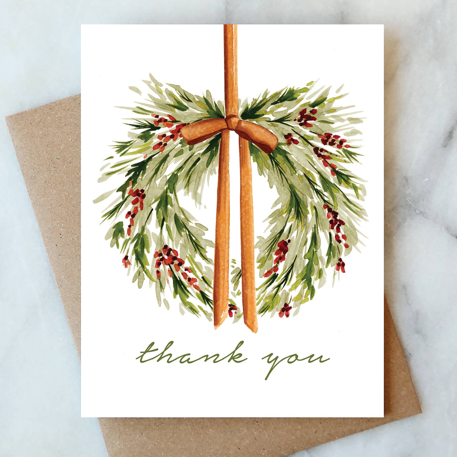Autumn Wreath Fall Thank You Greeting Card | Thank You Card