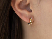 Sylvie Pearl Huggie Hoop Earrings in Gold