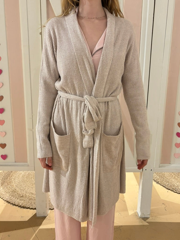 CCL Ribbed Robe - Faded Rose/Pearl