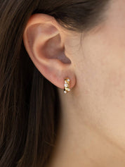 Sylvie Pearl Huggie Hoop Earrings in Gold