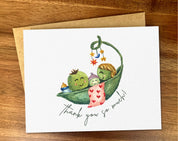 Three peas in a pod baby shower card, Boy girl new baby, A2: Congratulations