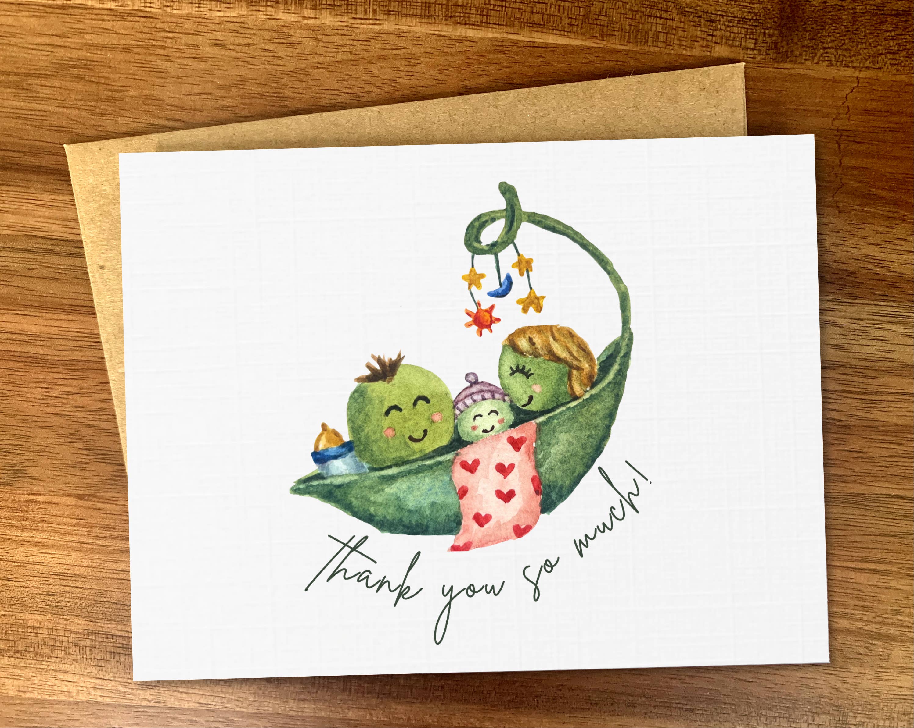 Three peas in a pod baby shower card, Boy girl new baby, A2: Congratulations