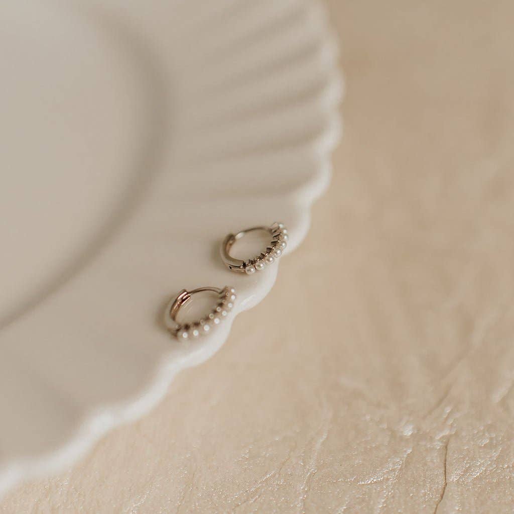 Grace Pearl Hoops: Gold