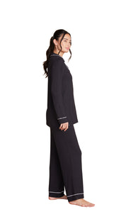 Luxe Milk Jersey Piped Pajama - Black