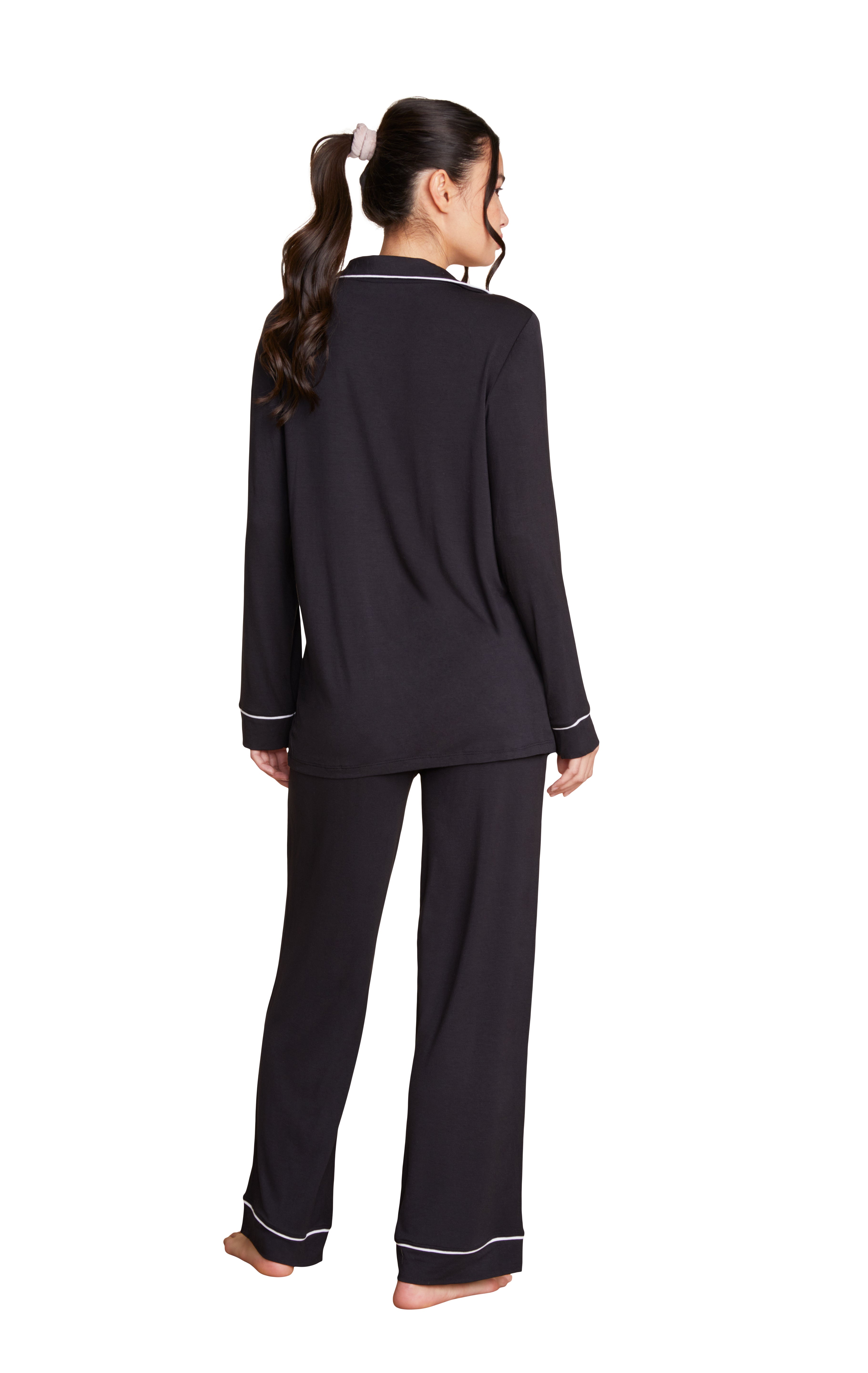 Luxe Milk Jersey Piped Pajama - Black