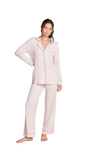 Luxe Milk Jersey Piped Pajama - Pink