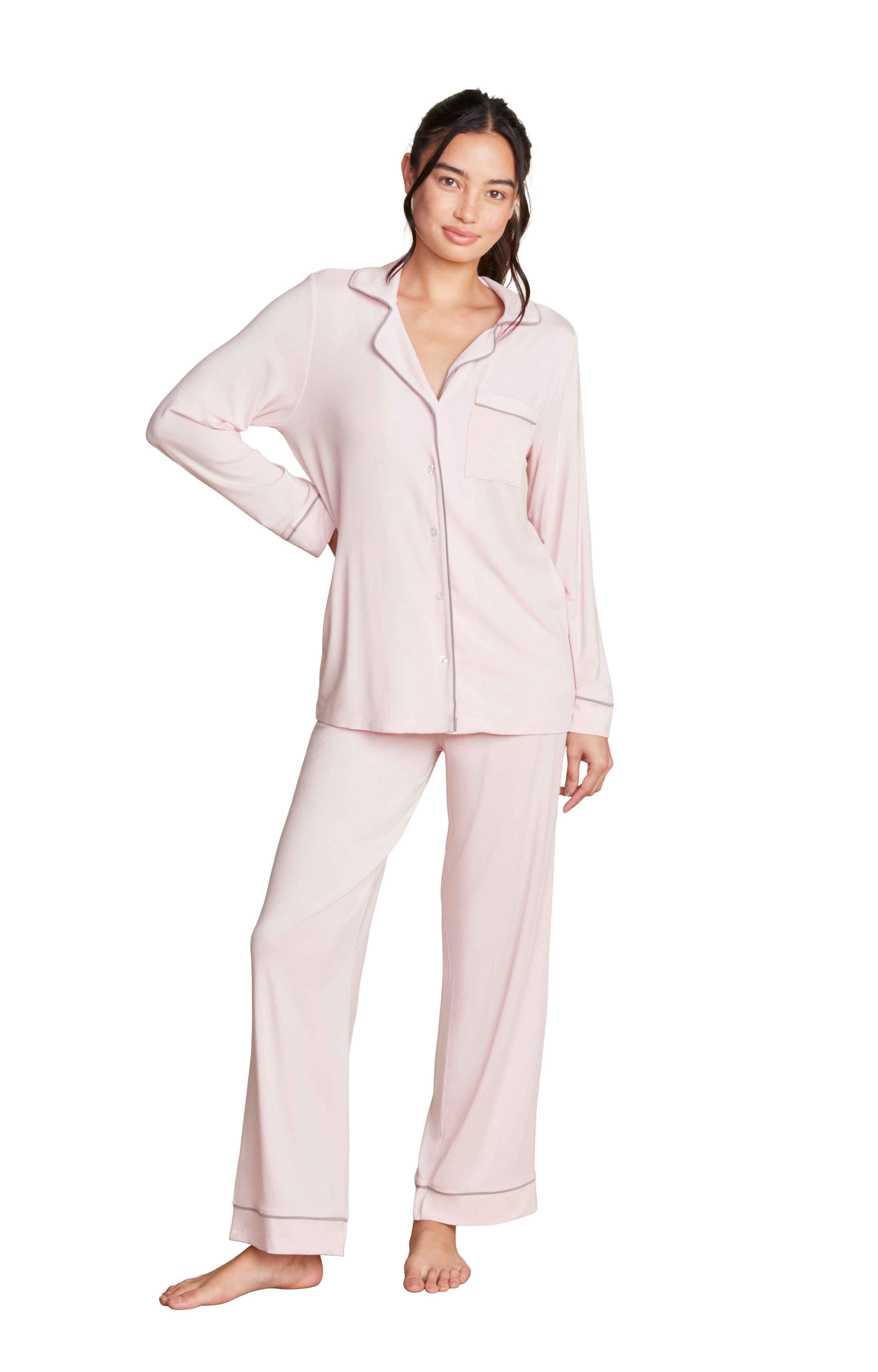 Luxe Milk Jersey Piped Pajama - Pink