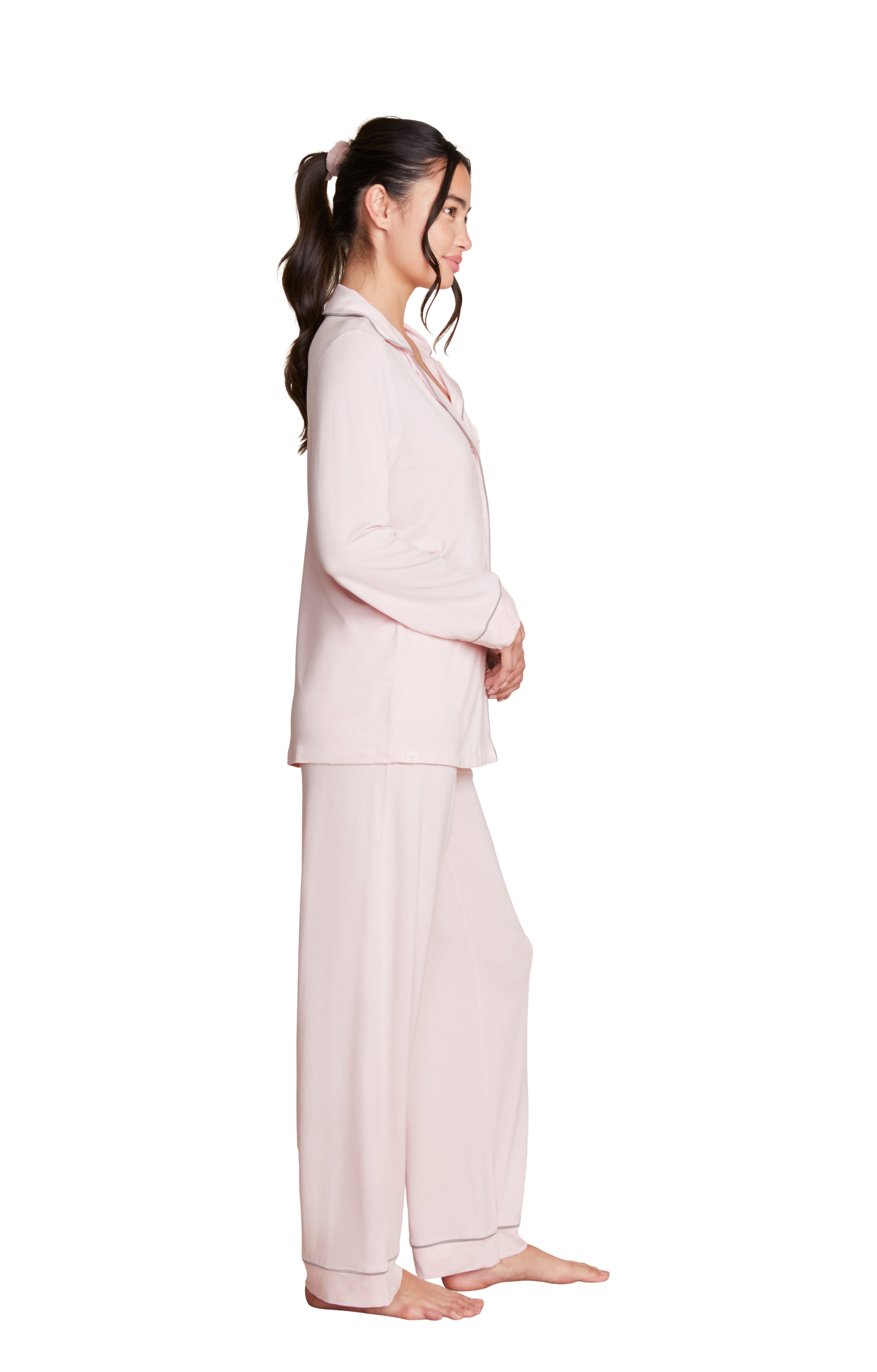Luxe Milk Jersey Piped Pajama - Pink