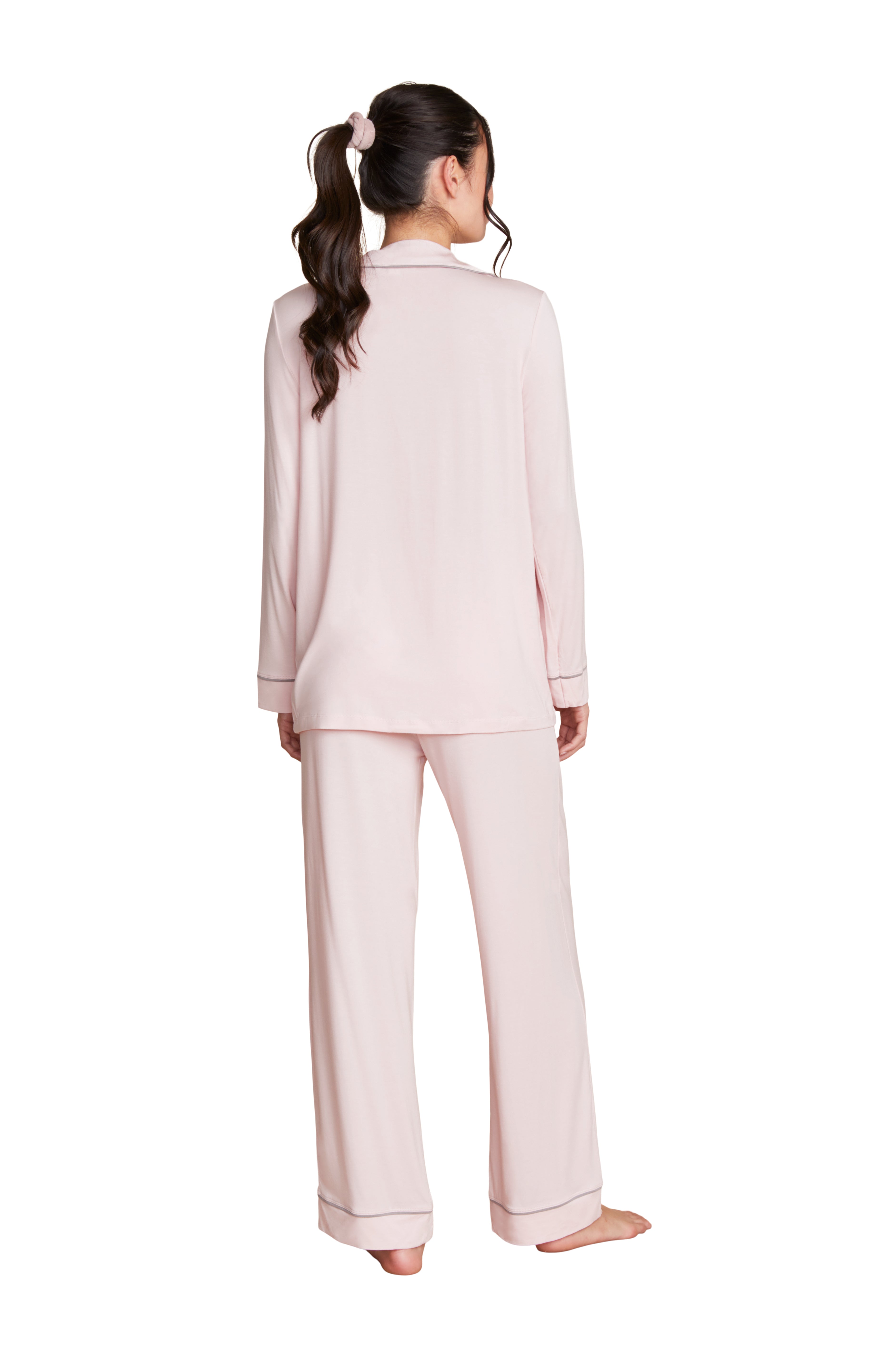 Luxe Milk Jersey Piped Pajama - Pink