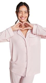 Luxe Milk Jersey Piped Pajama - Pink