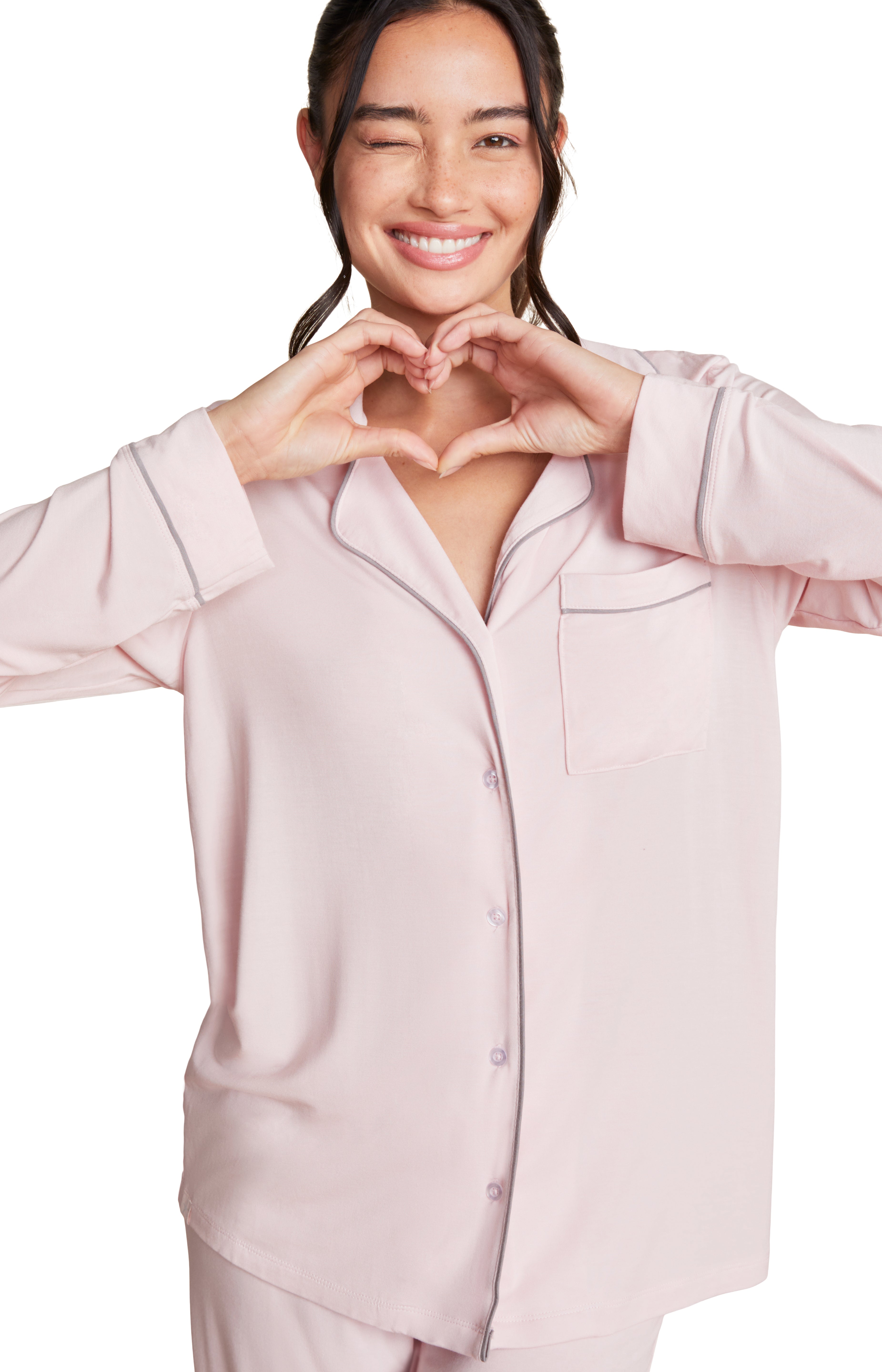 Luxe Milk Jersey Piped Pajama - Pink