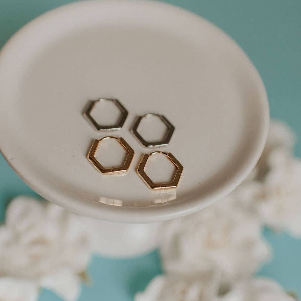 Hexagon Huggies: Gold