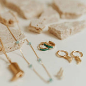 AZ Turquoise Hoops: Gold