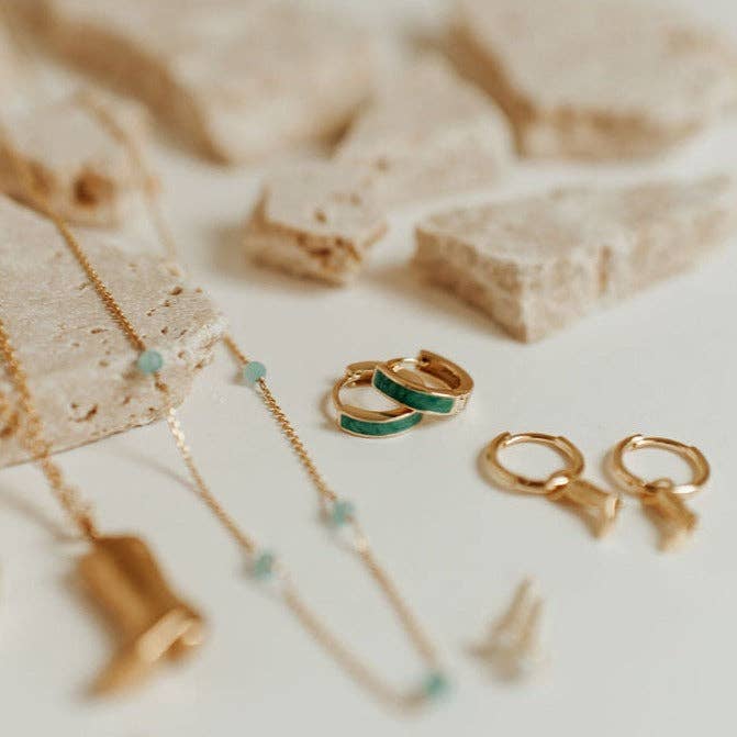 AZ Turquoise Hoops: Gold