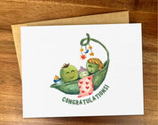Three peas in a pod baby shower card, Boy girl new baby, A2: Congratulations