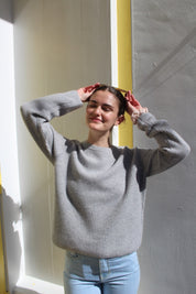 Cashmere Rib Pullover - Heather Grey