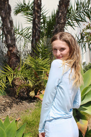 Softest Long Sleeve Tee - Surf Panda - Sky Blue