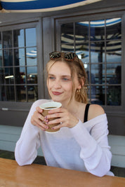 Softest Relaxed Cashmere V-neck - Coconut