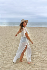 Tulip Hem Maxi Dress - White