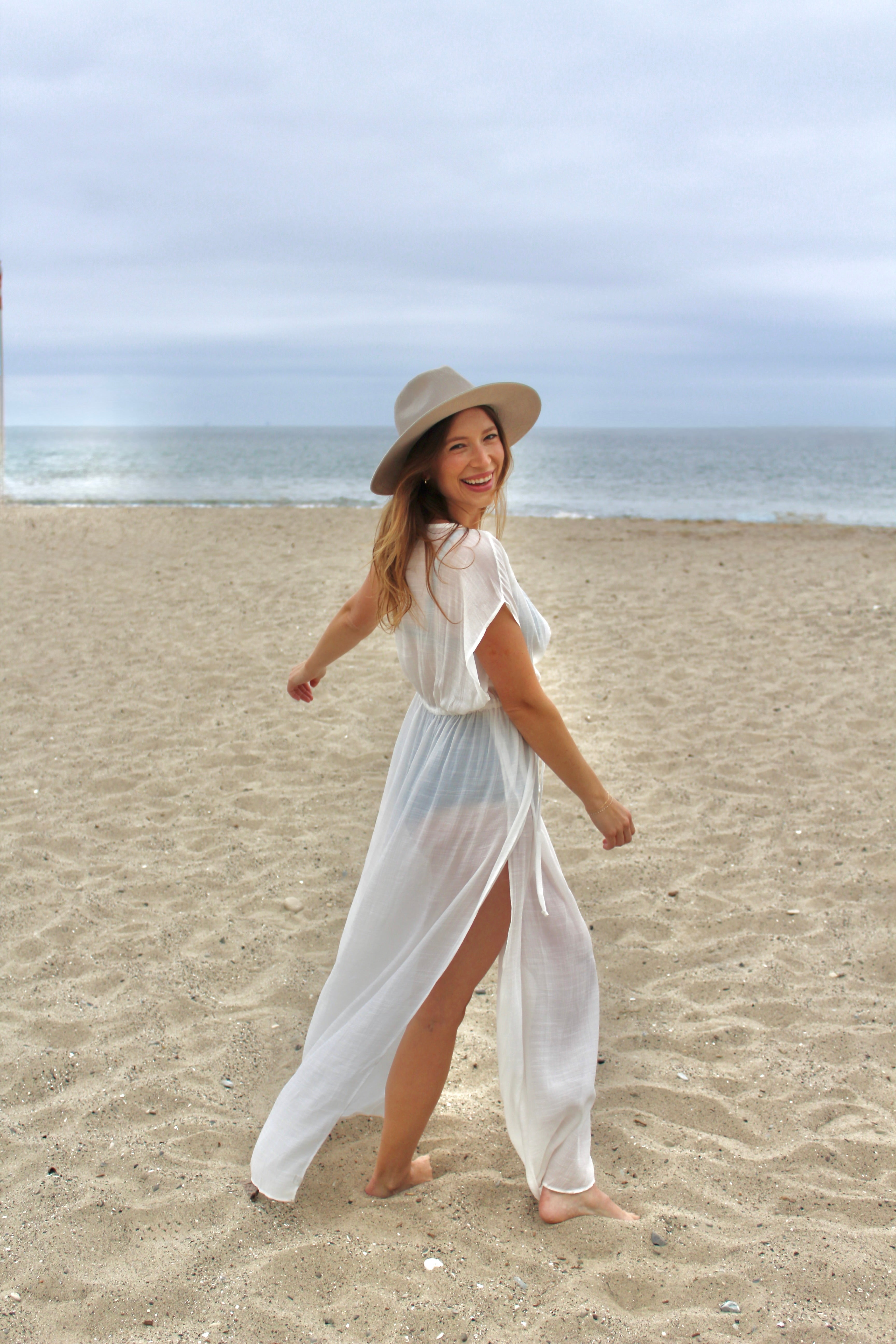 Tulip Hem Maxi Dress - White