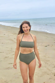 Bandeau Bathing Suit Top - Olive Leaf